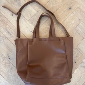 Anthropologie Tan Leather Tote Bag